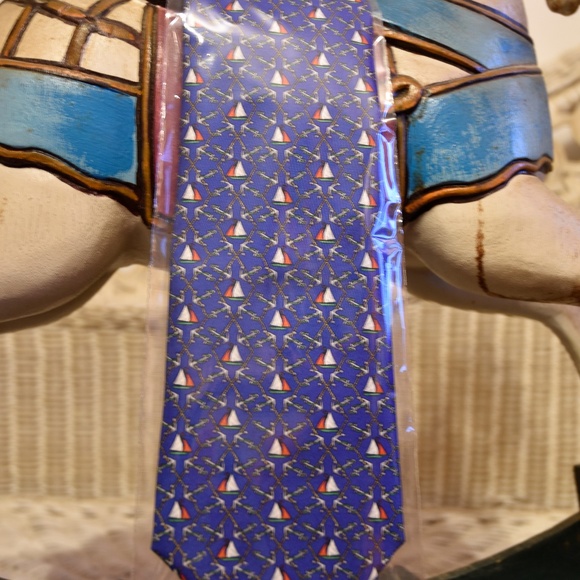 NWOT Scully & Scully Blue Sailboat Tie - Picture 2 of 3